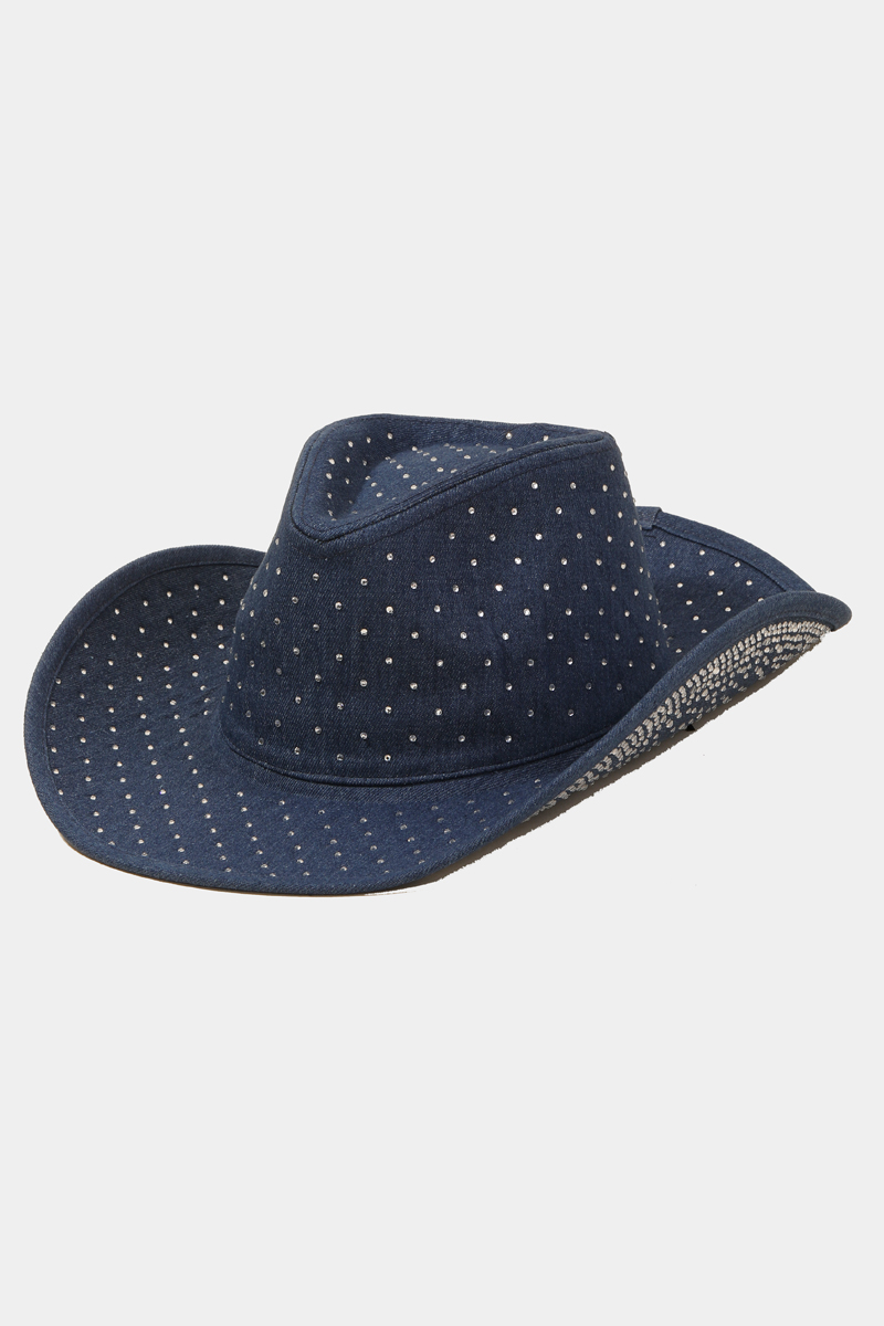 Rhinestone Studded Denim Cowboy Hat Questions & Answers