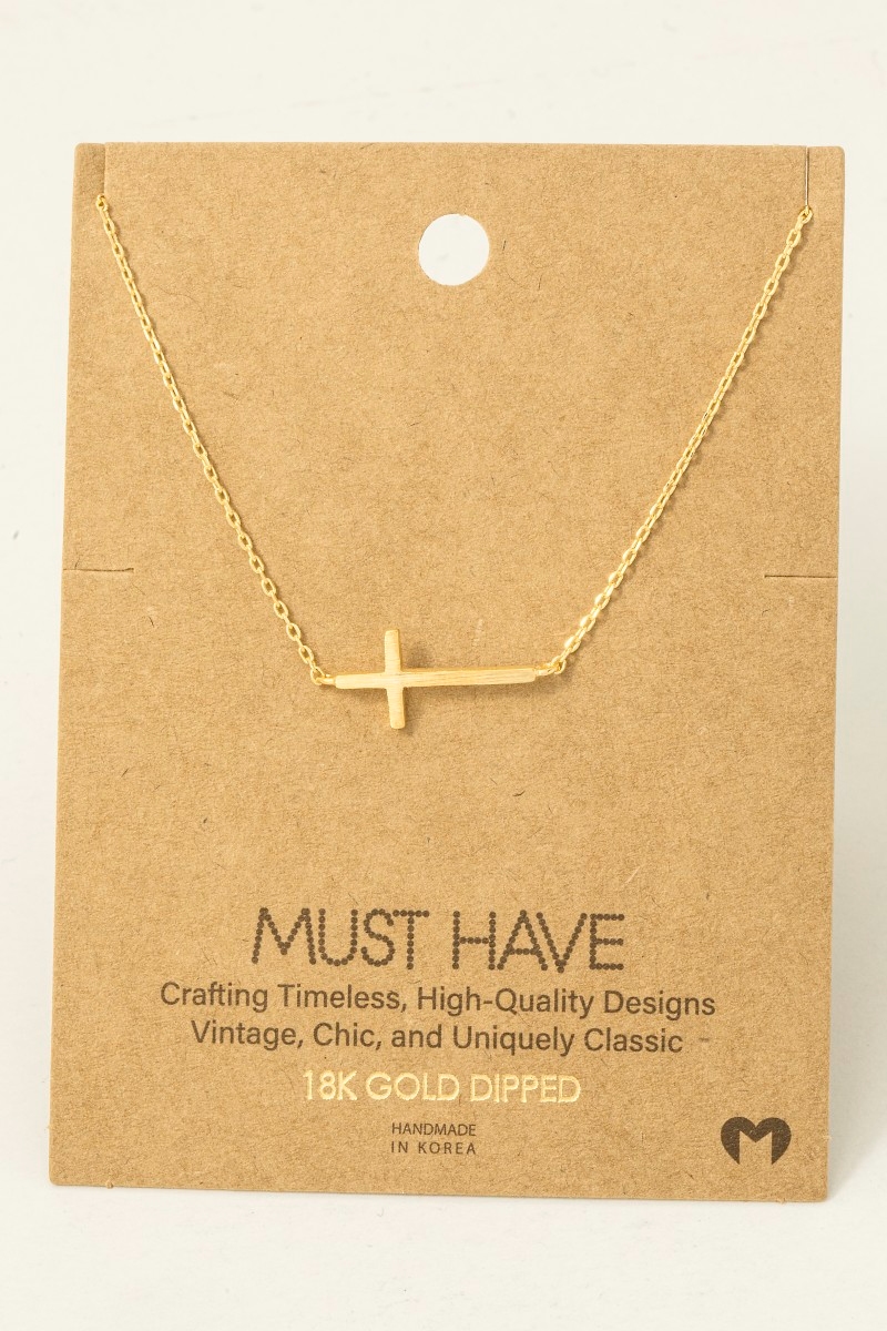 Gold Dipped Side Cross Pendant Necklace Questions & Answers