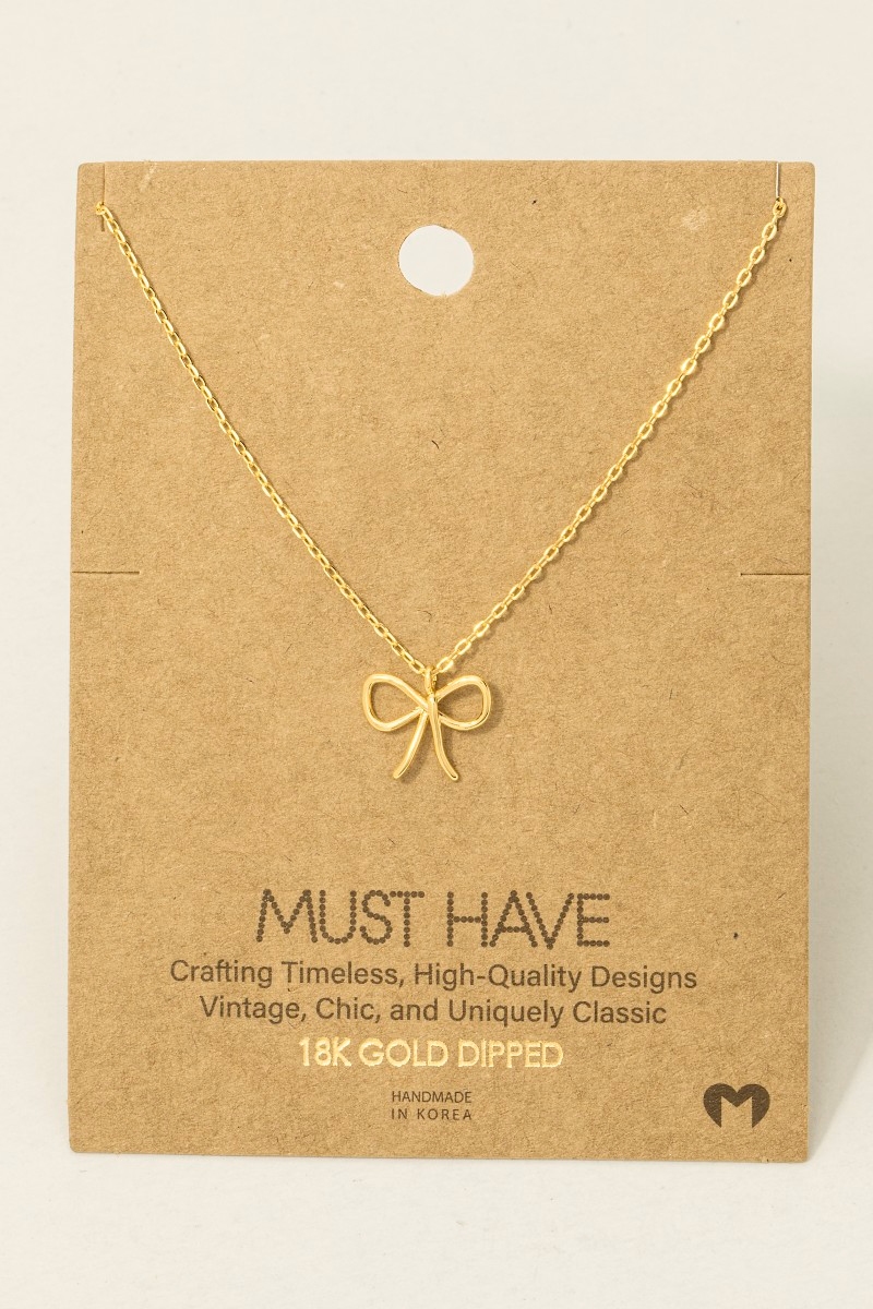 Gold Dipped Wire Ribbon Bow Pendant Necklace Questions & Answers