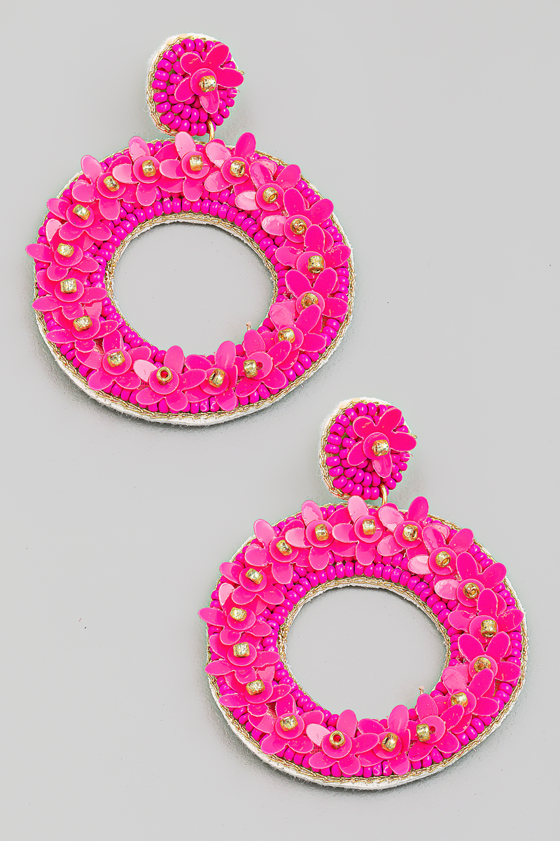 Seed Beaded Circle Flower Drop Earrings Questions & Answers