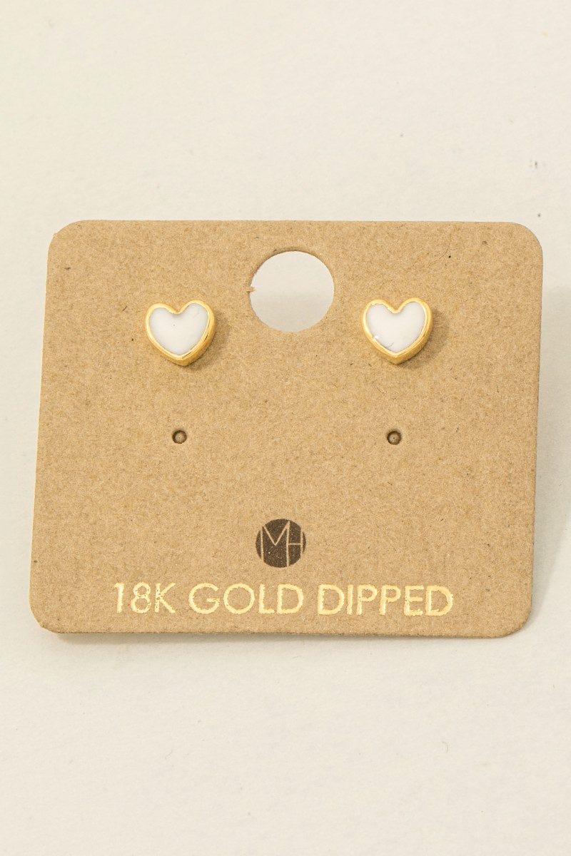 Gold Dipped Mini Enamel Heart Stud Earrings Questions & Answers