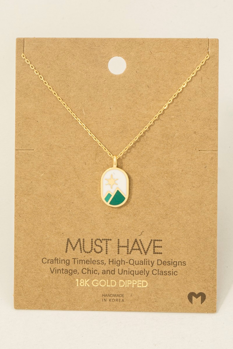 Gold Dipped Oval Mountain Range Coin Charm Necklace Questions & Answers