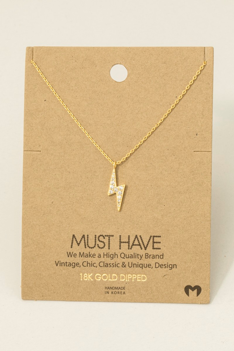 Gold Dipped Pave Lightning Bolt Pendant Necklace Questions & Answers