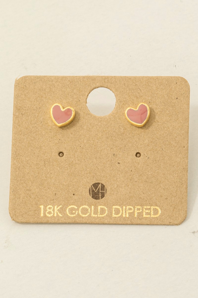 Gold Dipped Mini Enamel Heart Stud Earrings Questions & Answers