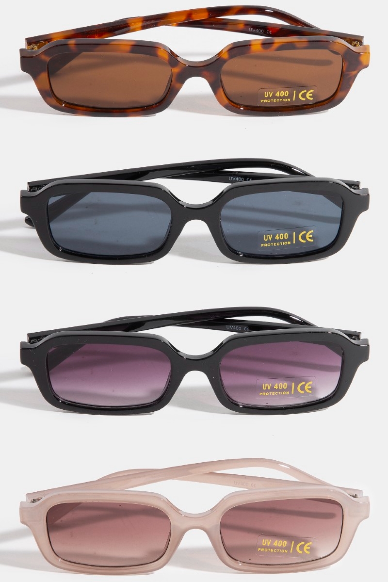 What era are rectangle sunglasses from?