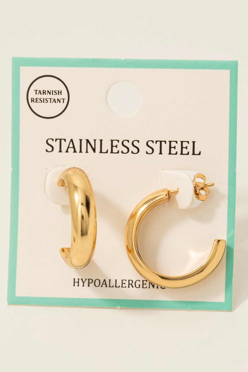 Stainless Steel Rounded Hoop Earrings Questions & Answers